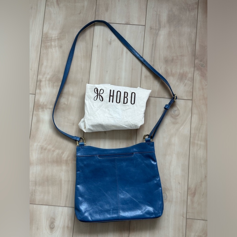 HOBO Cobalt Blue Leather Crossbody Bag with Adjustable Strap